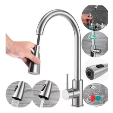 Imagem de Torneira Gourmet Mono Comando Prata Cromo Extensível Cozinha - DS