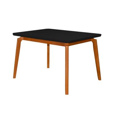 Imagem de Mesa Jantar Luxo Jade Retangular 120X90cm Tampo Chanfrado Preto Base Madeira Maciça