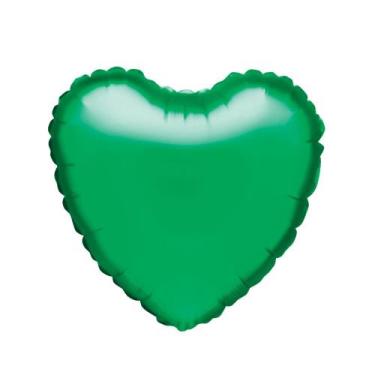 Imagem de Balão Metalizado 45 cm Coração Verde para Decoração de Festas Aniversá