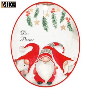 Imagem de Aplique Decoupage em Mdf Natal Papai Noela Tag 8cm Apmn8-170 Litoarte