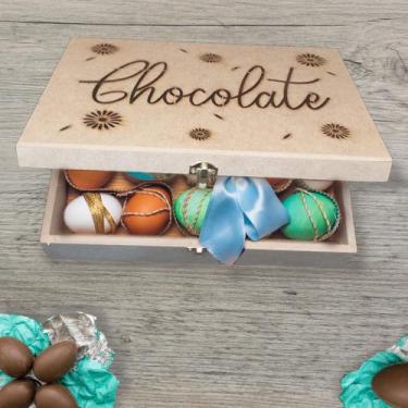 Imagem de Caixa Chocolate 26X19X6 em MDF para Bombons Chocolates Doces Presente 