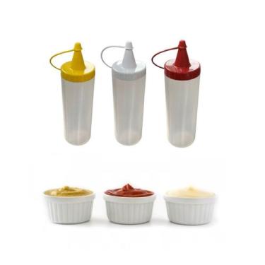 Imagem de Kit 4 Bisnagas Plásticas para Molho Maionese Ketchup - qualiplas 