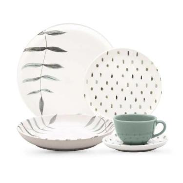 Imagem de Aparelho de jantar cha completo 20 peças samambaia oxford