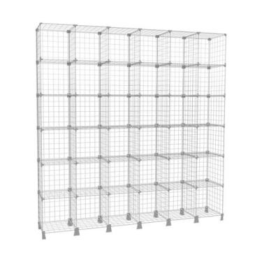 Imagem de Estante Aramada Prateleira de Aço Expositor 36 Nichos Branco Colmeia O