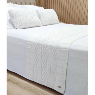 Imagem de Manta Peseira Tricot Casal Queen 230x60cm +2 Capa de Almofada C2 - USU