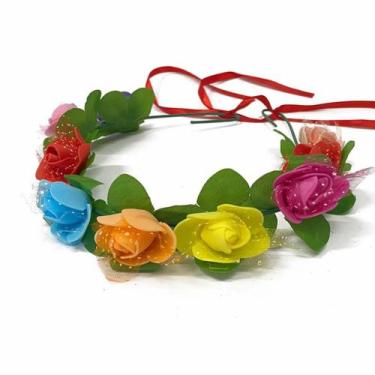 Imagem de Coroa Com Flores Artificias Colorido - MODAMIX