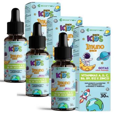 Imagem de 3 Caixas Imuno Kids Vitamina Infantil Formula Natural Gotas Morango 30