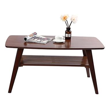 Imagem de Mesa pequena dobrável de bambu Vomeko, mesa retangular, decoração de montagem de móveis de mesa de centro, para sala de jantar e estar