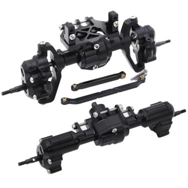 Imagem de Aluminum Front Rear Portal Axle Complete Axles Set with Servo Mount for 1/18 RC Crawler Redcat Ascent-18 Ascent18 Upgrade Parts (Black)