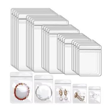 Imagem de 100 sacos pequenos de plástico transparente Ziplock, sacos transparentes OPP espessos. Sacos de poliéster resseláveis para joias, pílulas, contas, relógios e sacos de embalagem de peças eletrônicas