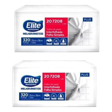 Imagem de KIT 2 Papel Toalha Interfolhado Elite Folha Simples 640 Folhas