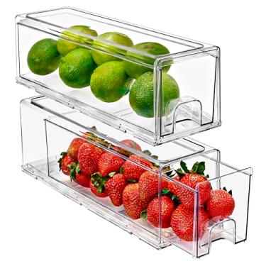 Imagem de Sorbus Fridge Drawers - Clear Stackable Pull Out Refrigerator Organizer Bins - Food Storage Containers for Kitchen, Refrigerator, Freezer, Vanity & Fridge Organization and Storage (2 Pack | Small)