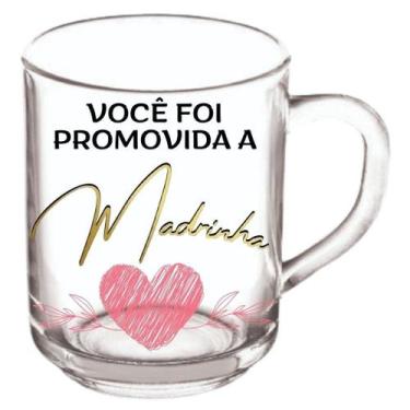 Imagem de Caneca de Vidro 255 ml Para Convite Padrinhos Dindo e Dinda 1 unidade 