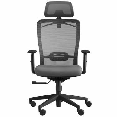 Imagem de FitStand ErgoChair Pro P3, Cadeira Ergonômica de Malha Cinza com Apoio Lombar e Encosto de Cabeça, para Escritório e Casa