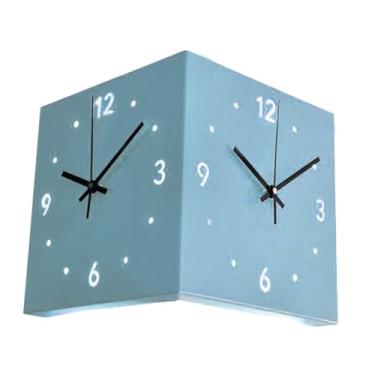Imagem de Bothyi Relógio de parede de canto de dupla face com luz transdutora moderna não ticking silenciosa decoração de arte de parede silenciosa relógio de canto, Azul