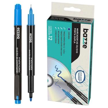 Imagem de Caixa Marcador Permanente Duplo Bazze - Azul 12 Unidade