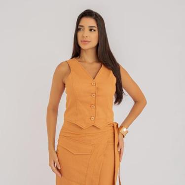 Imagem de Colete susie com botões jeans feminino - Susie Modas, Marrom, P