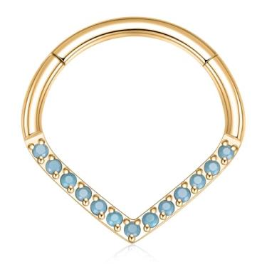 Imagem de PEAKLINK Piercing de septo articulado de 16 g Anel de nariz de aço cirúrgico Daith Brincos Conch Daith Rook Tragus Piercing Joia Pequeno Brinco de Argola, Dourado, outro