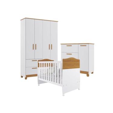 Imagem de Quarto Completo Bebê Jujuba Permobili MDF , Nature Branco