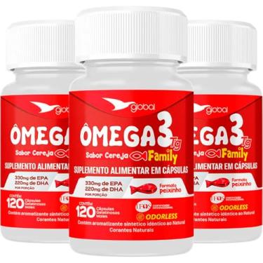 Imagem de Kit 3 Ômega 3 Peixinho 33 EPA 22 DHA Family Global Suplementos 120 Cápsulas