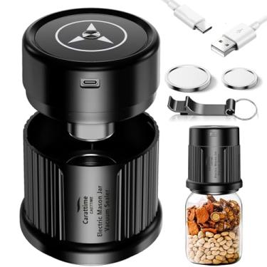 Imagem de Carattime Kit de seladora a vácuo elétrica Mason Jar com parada automática, cabe em boca larga e regular, design 3 em 1 para potes de conservas e sacos Sous Vide (preto)