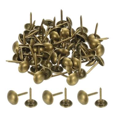 Imagem de PATIKIL 100 peças de tachas de estofamento 1,3 cm x 1/10.2 cm diâmetro da cabeça vintage pinos de pregos de polegar cabeça redonda pino de metal para decoração de sofá de móveis faça você mesmo