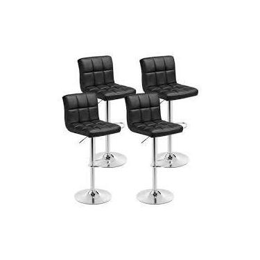 Imagem de Kit 4 cadeira alta para bancada americana - preto - Universal Mix