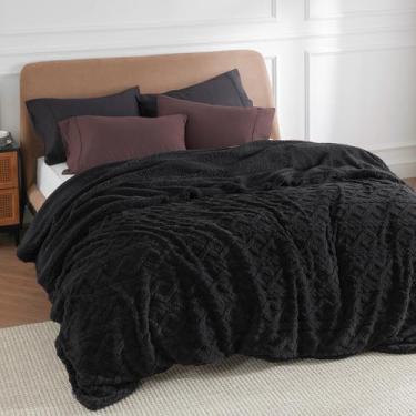 Imagem de Cobertor Bedsure Sherpa Queen Size Fleece Soft Cozy Black