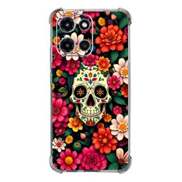 Imagem de Beaucov Capa para Moto G 2025, caveira floral legal flores coloridas proteção contra quedas capa à prova de choque TPU capa protetora de corpo inteiro resistente a arranhões para Motorola Moto G 2025