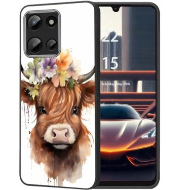 Imagem de DHEEBFWE Capa para Motorola Moto G 5G 2025, capa macia e antiarranhões com absorção de choque para Motorola Moto G 5G 2025, design exclusivo de vaca bebê Highland