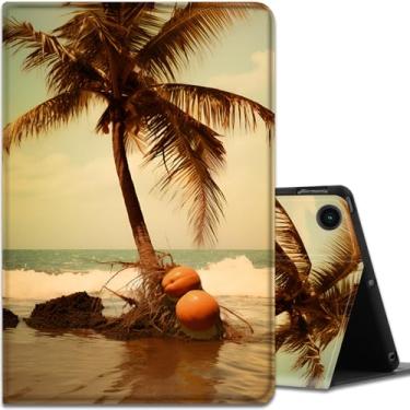 Imagem de Capa para Samsung Galaxy Tab A9 Plus 11 polegadas 2023, ângulos de visualização múltipla, com função hibernar/despertar automática para tablet Samsung Galaxy A9 + (SM-X210/X216/X218), coqueiro de