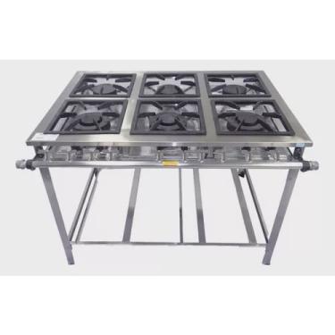 Imagem de Fogão Industrial 6 Bocas 30x30 Perfil 5 bp Em Aço Inox Mr