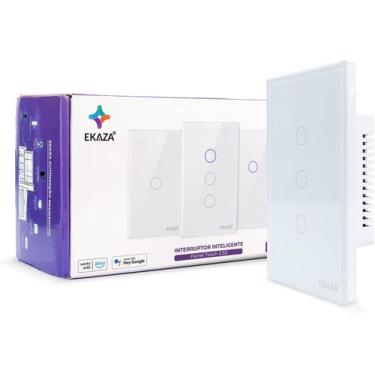 Imagem de Interruptor 3 Botões Wifi Inteligente Touch Alexa branco Ekaza