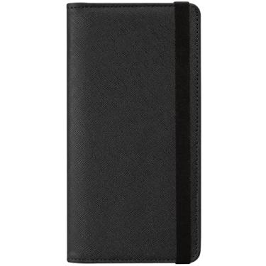 Imagem de HOTCOOL Capa para talão de cheques com elástico – Divisória de PVC transparente de couro premium, durável, compacta e multifuncional para homens e mulheres, Cruz - preta, Capa para talão de cheques