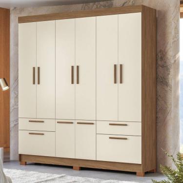 Imagem de Guarda-roupa 8 Portas 4 Gavetas Mdp Curitiba Jatobá/Areia
