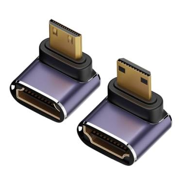 Imagem de AuviPal Adaptador Mini Hdmi Para Hdmi 8K (Pacote Com 2), Conversor Bidirecional Mini Hdmi Macho Para Hdmi Fêmea De Ângulo Reto De 90 Graus Para Raspberry Pi Zero, Câmera Dslr, Filmadora, Hdtv, Moni
