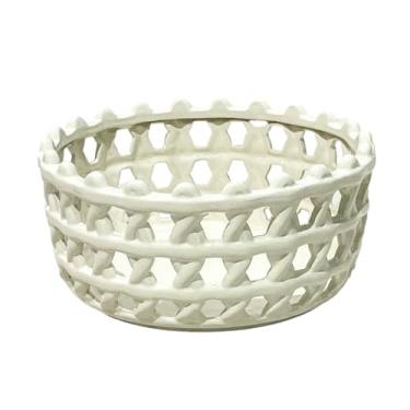 Imagem de Mesa de centro doméstica sala de estar prato de frutas personalizado, caixa de armazenamento de doces de lanche de cerâmica - branco