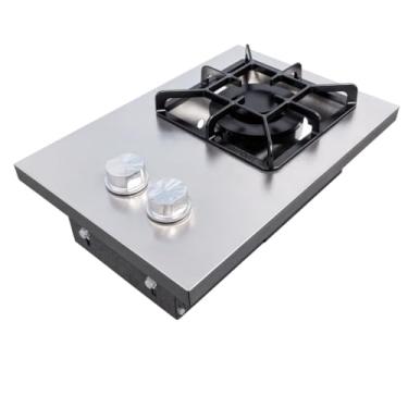 Imagem de SeveSort Grill Cooktop a Gás Industrial de Embutir, Inox, Grelha 20x20 cm, Queimadores Duplos (Cooktop 1 Boca)