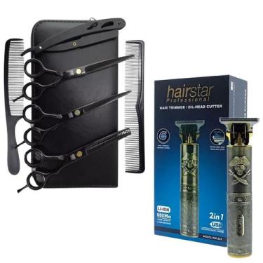 Imagem de Máquina De Acabamento Km-203 + Kit 3 Tesouras Barbeiro - Hairstar, Pre