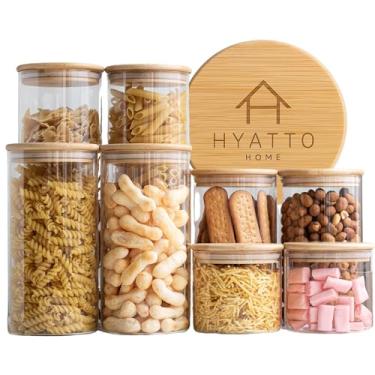 Imagem de Kit Potes Herméticos de vidro 8 Unidades com Tampas de Bambu, Tamanhos Variados | Conjunto de Porta Mantimentos, Organização de Cozinha | Potes de Vidro com Tampa Hermética Bambu | Hyatto Home
