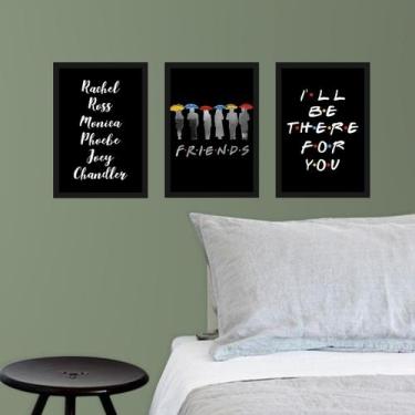 Imagem de Kit de Placas Decorativas Amigos Friends Moldura Preta - Inove Papéis 