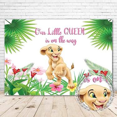 Imagem de SIMILAR Nala Rei Leão Decorações de Chá de Bebê Banner 2,1 x 1,5 m Rosa Rainha Leão Rei Pano de Fundo Menina 1º Aniversário Vinil Nala Rei Leão Fundo Selva para Suprimentos de Festa, Tamanho Único