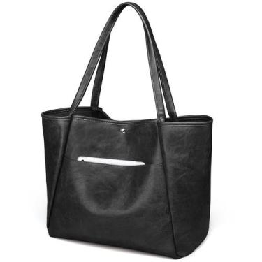 Imagem de Sacola monrich Black Vegan Leather 25L para mulheres e trabalho