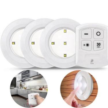 Imagem de 03 Luminarias Led Spot Pilhas Controle Guarda Roupas Closet - Art Hous