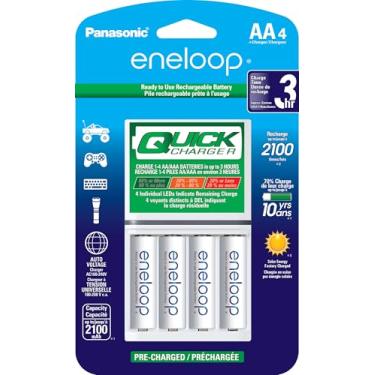 Imagem de Panasonic K-KJ55MCA4BA Bateria individual avançada 3 horas carregador rápido com 4 pilhas AA Eneloop recarregáveis, branco