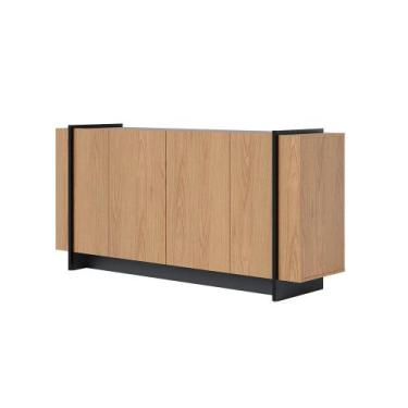 Imagem de Aparador Buffet 4 Portas Oliwia 160cm Sala Jantar Pé Preto Fosco C04 -