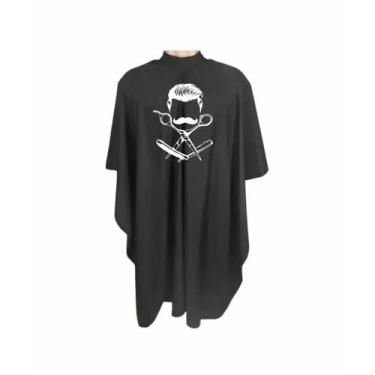 Imagem de Capa De Barbeiro Em Microfibra Com Botão Cor Preta E Branco - Lualki S