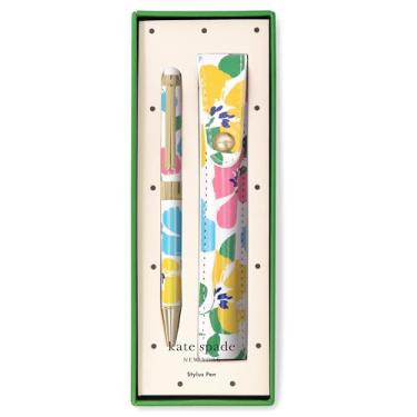 Imagem de kate spade new york Stylus Pen for Touch Screens, Metal Ballpoint Pen with Black Ink and Storage Pouch, Painterly Bouquet