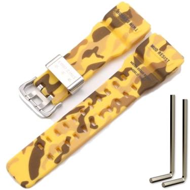 Imagem de Pulseira de resina compatível com Casio G-Shock Master of G Mudmaster GG-1000 GWG-100 GSG-100 pulseira de relógio esportivo (amarelo camuflado)