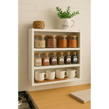 Imagem de PORTA TEMPERO SUPORTE EM MDF 44CM 3 PRATILEIRA DE PAREDE